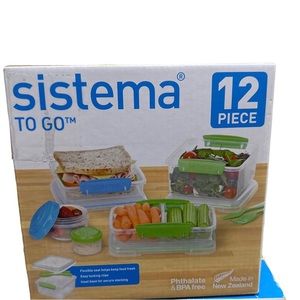 SISTEMA To Go 12 Piece Food Storage Clip Lock Lids BPA Free Lunch Kit*New In Box